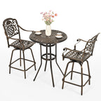 Rustproof Cast Aluminum Outdoor Bistro Set 3-Piece Patio Furniture with Swivel Chairs And round Table for Garden