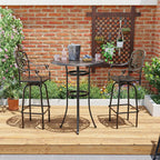 Rustproof Cast Aluminum Outdoor Bistro Set 3-Piece Patio Furniture with Swivel Chairs And round Table for Garden