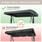 3-Seat Patio Swing,with Adjustable Canopy Backrest,Outdoor Porch Swing Chair for Adults,Outside Porch Converting Bed,Thickened Removable Cushions,Up to 750LBSfor Porch,Backyard,Courtyard,Garden,Patio,Balcony,Poolside