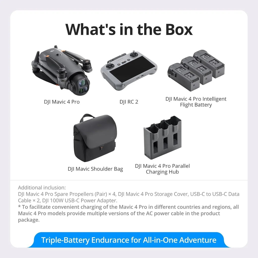 DJI Mavic 4 Pro Fly More Combo( RC 2), Flagship Tri-Camera Drone with 100MP 4/3 CMOS Hasselblad Camera, for Professionals, 30km/18.6mi Video Transmission, 51-Min Max Flight Time