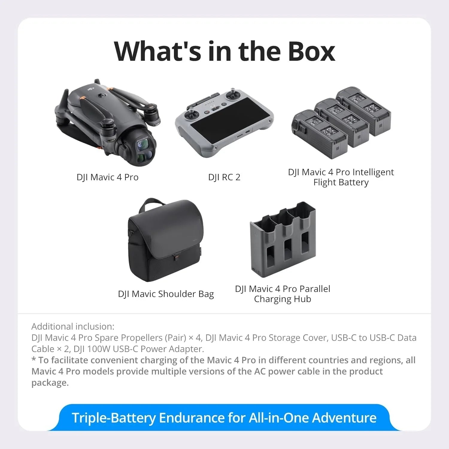 DJI Mavic 4 Pro Fly More Combo( RC 2), Flagship Tri-Camera Drone with 100MP 4/3 CMOS Hasselblad Camera, for Professionals, 30km/18.6mi Video Transmission, 51-Min Max Flight Time