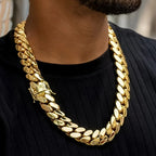 A Heavy Chain Necklace, Street Gang Cuban Style, Men'S 14K Gold Plated-Plated Necklace, 14Mm Wide And Thick, Trendy Hip-Hop Necklace, Perfect for Everyday Wear And an Excellent Gift Choice