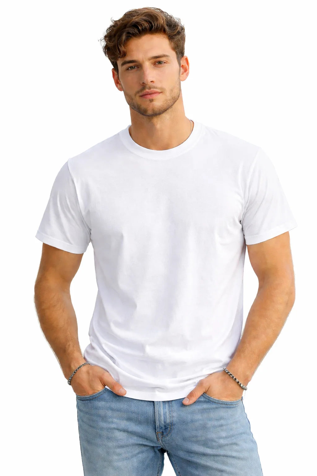 3-Pack Men's Classic Short Sleeve Crew Neck 100% Cotton Undershirts (S to 3XL)