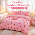 This Pink Strawberry Pattern Duvet Cover Set Is Soft, Comfortable, and Skin-Friendly A Cute and Adorable Bedding Set Suitable for Girls, Children, and Teenagers. The Soft Bedspread Includes Pillowcases. Available in Twin, Ful