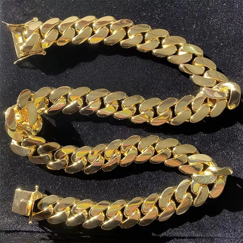 12mm Cuban Chains Necklace Hip Hop Heavy Link Chain Men's Fashion Jewelry