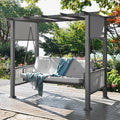3-Seat Patio Swing Chair,Outdoor Patio Swing Bed with Adjustable Curtains,Porch Swing Bed for Balconies, Gardens and Poolside,Gr