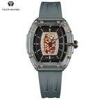 TSAR BOMBA Women’s Quartz Watch, Swiss Movement, Transparent Case, Zircon Dial, Comfortable Strap, Elegant Fashion Wristwatch