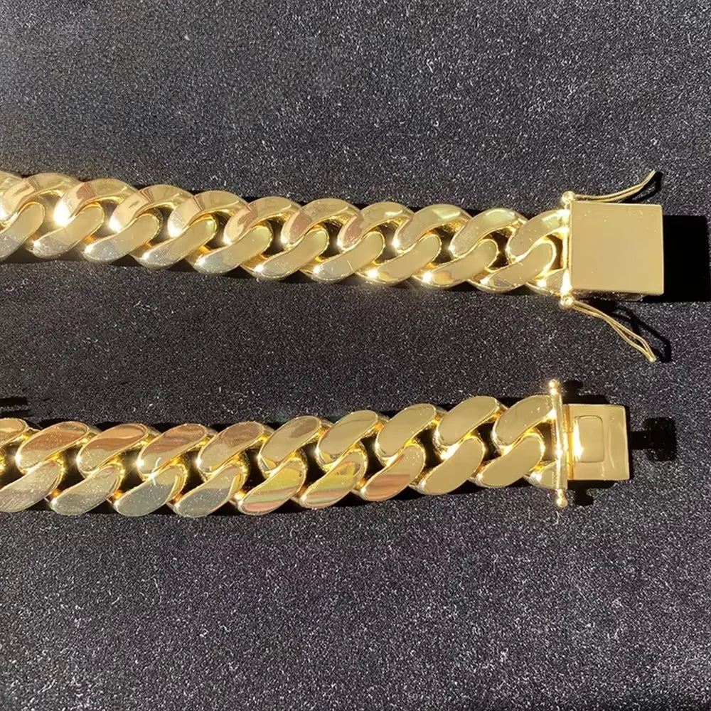 12mm Cuban Chains Necklace Hip Hop Heavy Link Chain Men's Fashion Jewelry