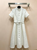 2026 New Style Womens White Waist Fitted Dress Size M L Gentle And Versatile Code 011