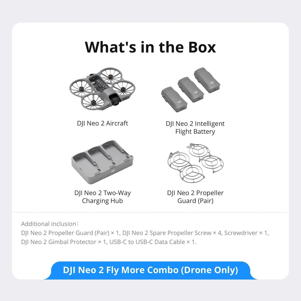 DJI Neo 2 Fly More Combo (Drone Only), 4K Drone With Camera, Foldable Mini Drone with Obstacle Avoidance, Palm Landing, Gesture Control, ActiveTrack Follow, 3 Batteries