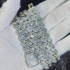 15mm Iced Out Cuban Link Chain 5A+ Baguette Cubic Zirconia Silver/Gold Plated Bling CZ Necklace Hip Hop Rapper Luxury Jewelry