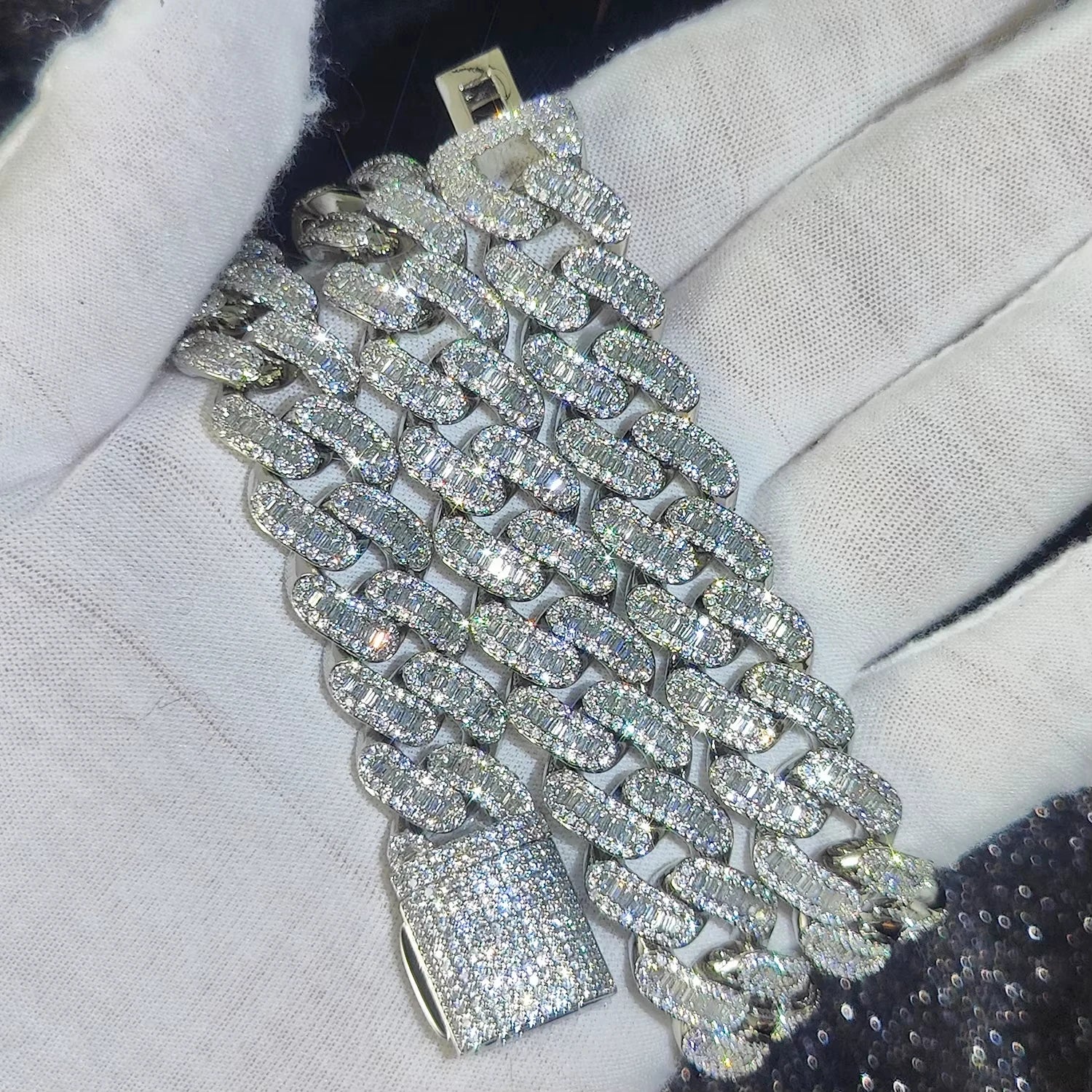15mm Iced Out Cuban Link Chain 5A+ Baguette Cubic Zirconia Silver/Gold Plated Bling CZ Necklace Hip Hop Rapper Luxury Jewelry