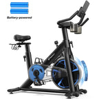 Merach Magnetic Exercise Bike No Plug Needed Low Noise Stationary with Comfortable Seat Cushion Spinning Bike 330 lb Weight Capacity Exclusive App Tablet Mount and Fitness Courses for Home Indoor for Weight Loss Gym Cardio