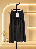 2026 Women Skirt High Waist Understated Fine Embroidery Airy Lightweight Wrinkle Texture Romantic Swing Long Skirt