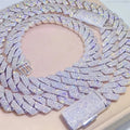 Men'S Cuban Chain Necklace 15mm | moissanite Ice Inlay, 925 Silver, Perfect for Parties and Everyday Wear, Unique Accessory, Mia