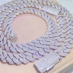 Men'S Cuban Chain Necklace 15mm | moissanite Ice Inlay, 925 Silver, Perfect for Parties and Everyday Wear, Unique Accessory, Mia