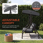 3-Seat Patio Swing,with Adjustable Canopy Backrest,Outdoor Porch Swing Chair for Adults,Outside Porch Converting Bed,Thickened Removable Cushions,Up to 750LBSfor Porch,Backyard,Courtyard,Garden,Patio,Balcony,Poolside