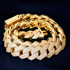 Iced Out CZ Stone Men jewelry Hip Hop Micro Pave Cuban Link Chain High Quality Heavy Chunky Necklace 2 Rows Cubic Zirconia