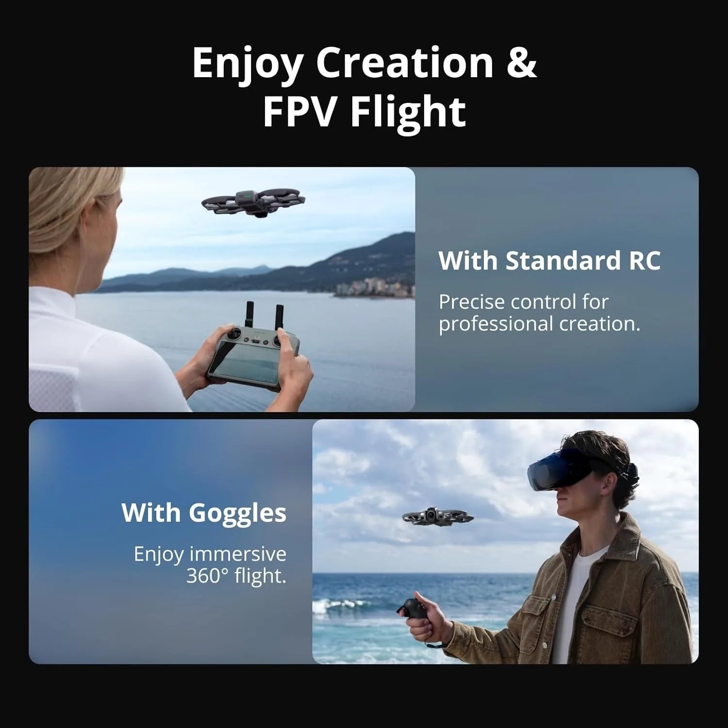 DJI Avata 360 Motion Fly More Combo, 360° Drone With 1-Inch 8K 360° Imaging, 360° Camera Drone With Propeller Guard. Includes Goggles N3 and RC Motion 3 for Intuitive Motion Control and Easy ACRO
