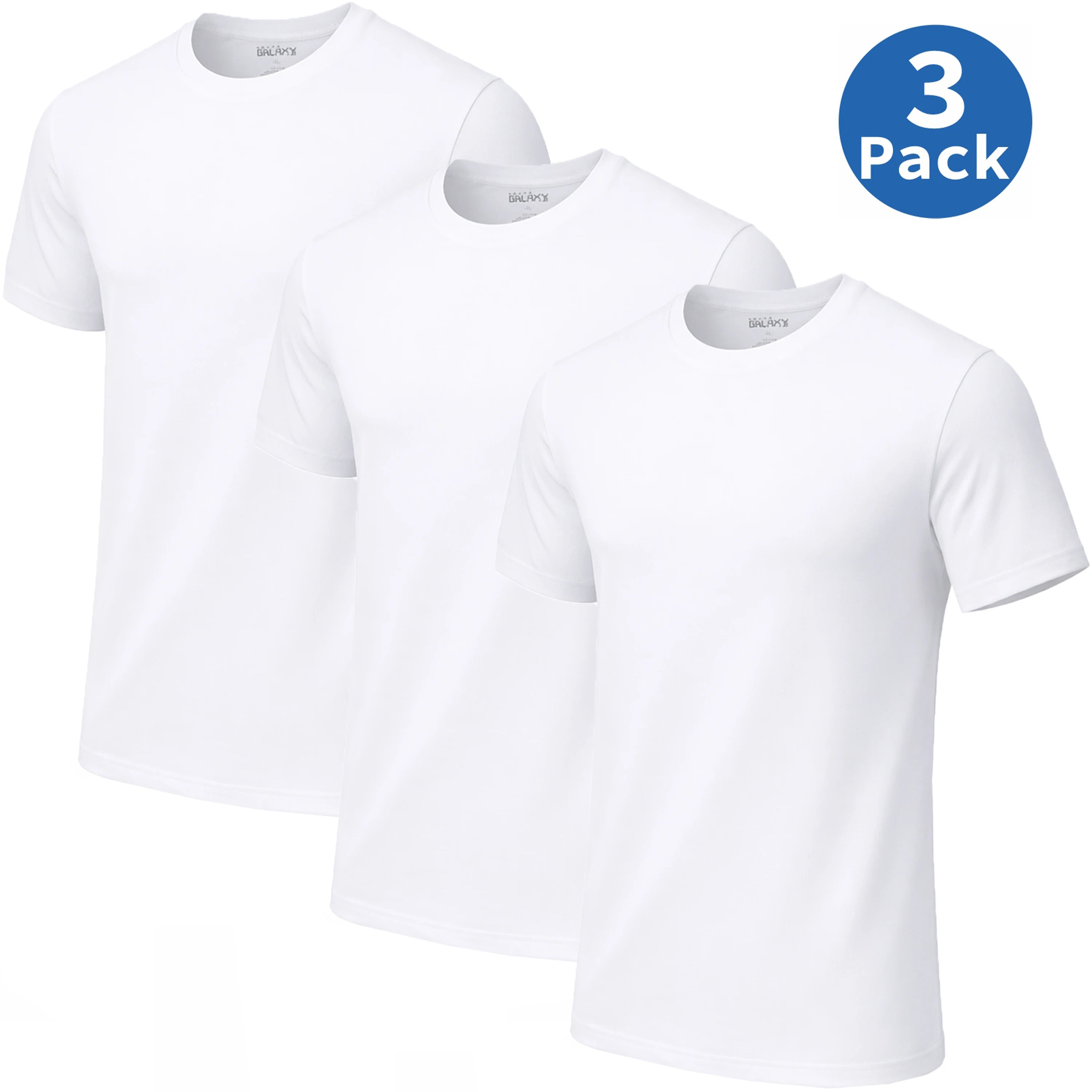 3-Pack Men's Classic Short Sleeve Crew Neck 100% Cotton Undershirts (S to 3XL)