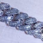 15mm Iced Out Cuban Link Chain 5A+ Baguette Cubic Zirconia Silver/Gold Plated Bling CZ Necklace Hip Hop Rapper Luxury Jewelry
