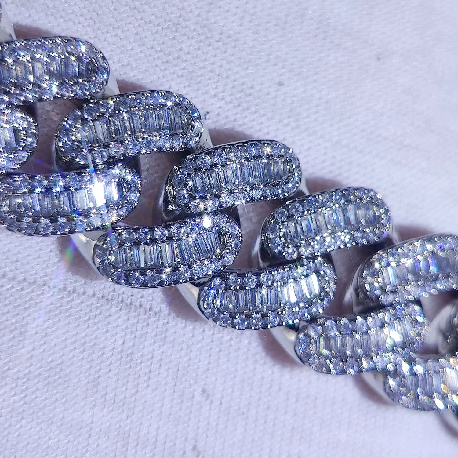 15mm Iced Out Cuban Link Chain 5A+ Baguette Cubic Zirconia Silver/Gold Plated Bling CZ Necklace Hip Hop Rapper Luxury Jewelry