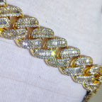 15mm Iced Out Cuban Link Chain 5A+ Baguette Cubic Zirconia Silver/Gold Plated Bling CZ Necklace Hip Hop Rapper Luxury Jewelry