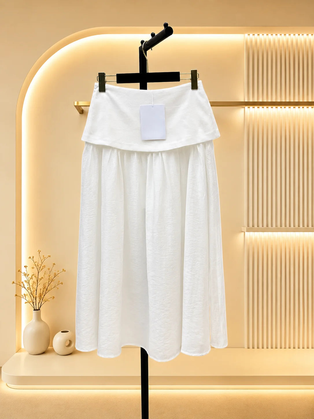 2026 Women Skirt High Waist Understated Fine Embroidery Airy Lightweight Wrinkle Texture Romantic Swing Long Skirt
