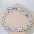 Men'S Cuban Chain Necklace 15mm | moissanite Ice Inlay, 925 Silver, Perfect for Parties and Everyday Wear, Unique Accessory, Mia