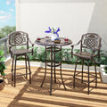 Rustproof Cast Aluminum Outdoor Bistro Set 3-Piece Patio Furniture with Swivel Chairs And round Table for Garden