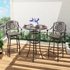 Rustproof Cast Aluminum Outdoor Bistro Set 3-Piece Patio Furniture with Swivel Chairs And round Table for Garden