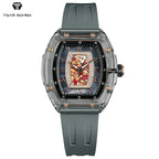 TSAR BOMBA Women’s Quartz Watch, Swiss Movement, Transparent Case, Zircon Dial, Comfortable Strap, Elegant Fashion Wristwatch