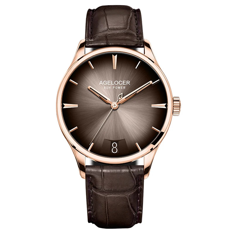 AGELOCER Original Budapest Watch Men's Luxury Gold Watch Big Calendar Automatic Mechanical Watch Birthday Gift for Men