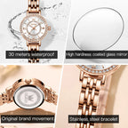 OLEVS Quartz Watches for Women Top Brand Waterproof Stainless Steel Ladies Watches Elegance Luxurious Casual Watch Women's Watch
