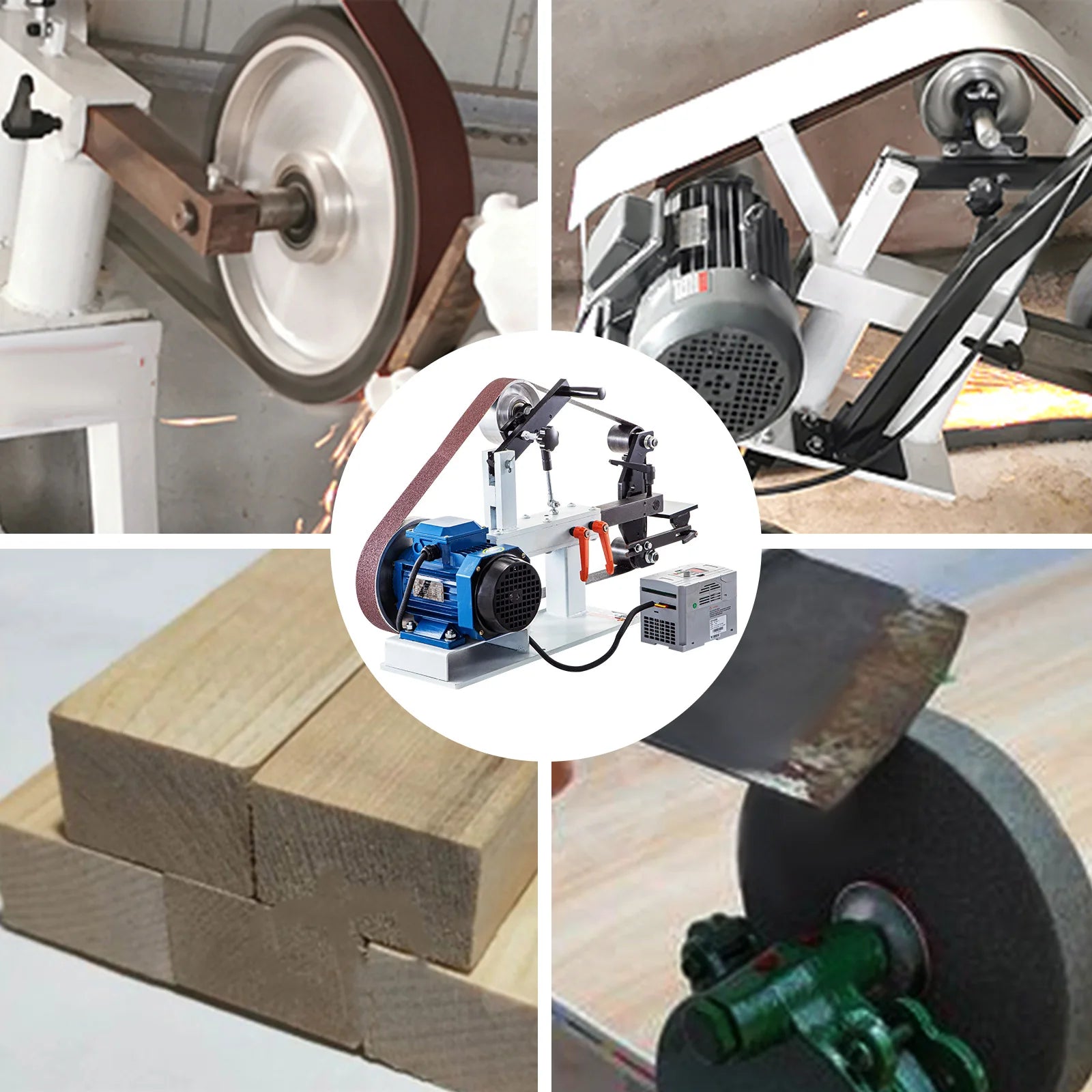 SucceBuy 1.5KW Belt Grinder Machine 2 x 82in Variable/Constant Speed 3 Mode Electric Belt Sander for Tool Polishing Knife Making