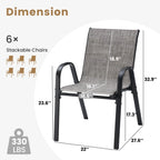 Farini 7-Piece Outdoor Dining Set for 6, Patio Table with 6 Chairs, Garden Furniture for Backyard, Deck, Poolside