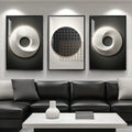 Large Framed Modern Wall Art for Living Room, 3 Piece Black and White Abstract Contemporary Pictures Artwork Decor, Geometric Luxury Bright Style Prints Paintings for Hallway and Office 24x36 Inch