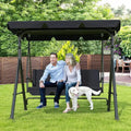 Durable Adjustable 3-Seat Patio Swing Chair for Outdoor Porch, Garden, and Poolside (Black)
