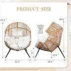 Outdoor Wicker Egg Chair PE Rattan Chair with Cushion, Oversized Patio Lounge Chair for Outdoor, Indoor, Balcony