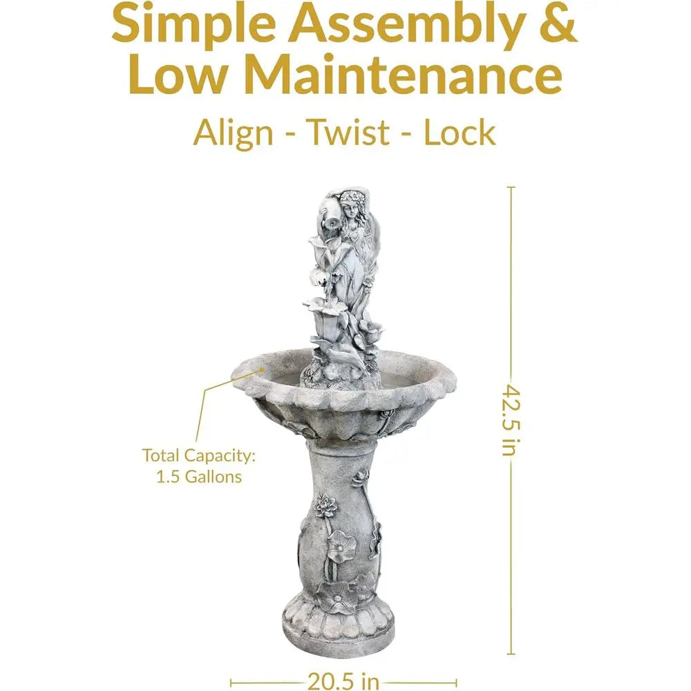 42-Inch Outdoor LED-Illuminated Water Fountain for Garden, Patio, and Decks