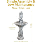 42-Inch Outdoor LED-Illuminated Water Fountain for Garden, Patio, and Decks