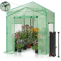 6x8ft Portable Outdoor Greenhouse Kit with Roll-Up Door, Adjustable Height, Mesh Windows, and Center Lock