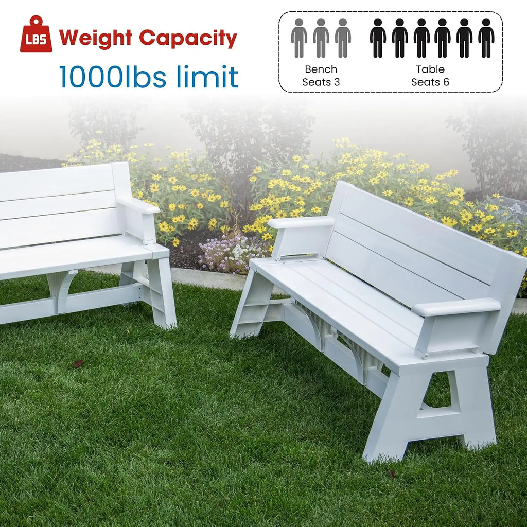 Gen 1 2-in-1 Outdoor Convertible Bench to Picnic Table | Space-Saving, Weather-Resistant Patio Furniture for Yard,, Customized