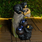 Bear Outdoor Water Fountain with LED Lights Cascading Fountains Outdoor for Patio Yard Balcony 23.62'' Garden Fountains Outdoor and Outdoor Water Fountain Decor