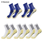 1/5/10/20 Pairs Unisex Mid Calf Sports Socks Silicone Anti Slip Dots Football Basketball Yoga Athletic Socks For Men