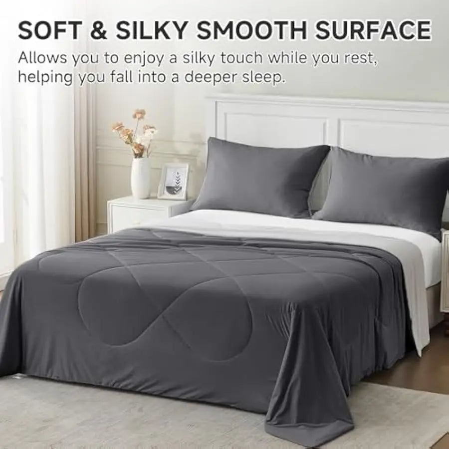 HOMFINE Cooling Comforter Japanese Double-Sided Cold Tech Fabric Cooling Blanket for Night Sweats Hot Sleepers, Q-Max 0.45 Soft