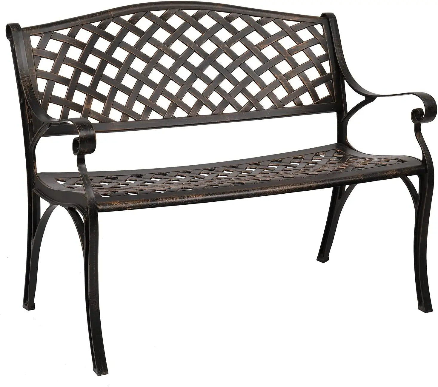 Outdoor Patio, Garden, Yard, Lawn, Entryway, Deck - Anti-Rust Cast Iron & Cast Aluminum Frame, Brown - Ideal for Outdoor Decor