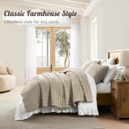 Luxury Cross-Stitch Design Quilt Bedding Set Lightweight Soft Summer Bedspread All-Season Quilted Coverlet with 2 Pillow Shams Twin Queen King California King Size Bed Covers