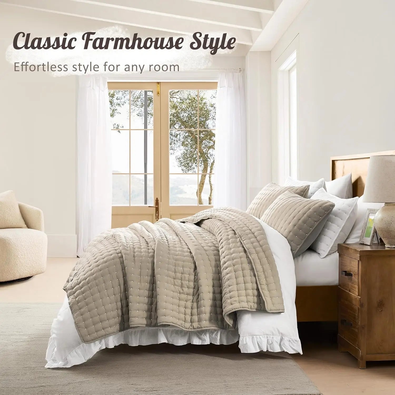 Luxury Cross-Stitch Design Quilt Bedding Set Lightweight Soft Summer Bedspread All-Season Quilted Coverlet with 2 Pillow Shams Twin Queen King California King Size Bed Covers