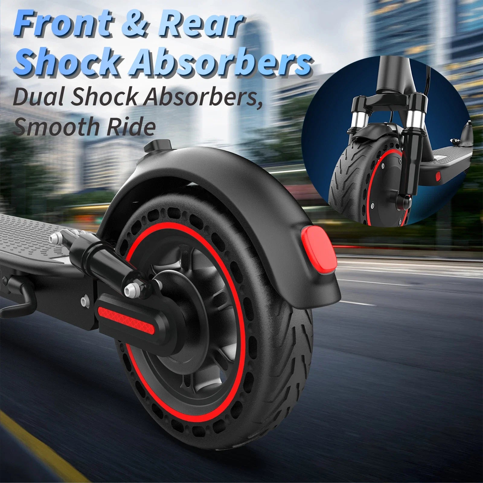 8.5inch Solid Tire Electric Scooter 10.5Ah Powerful Battery 19mph APP Smart Control Scooter 23miles Max Range Double shock absorption for Adult